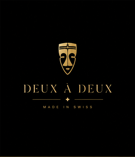 Deux À Deux Logo in Gold auf schwarzem Hintergrund